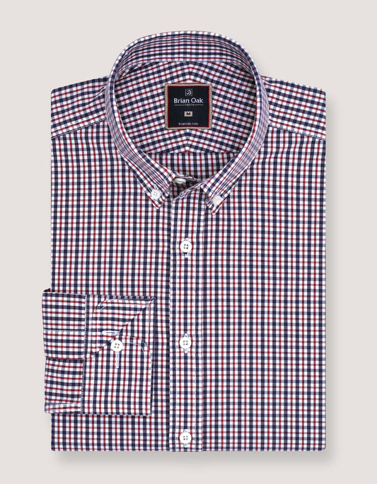 Easy Care Casual Check Shirt - Navy