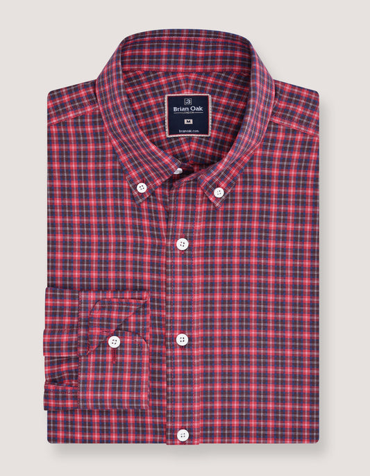 Chemise à carreaux rouges décontractée et facile d'entretien