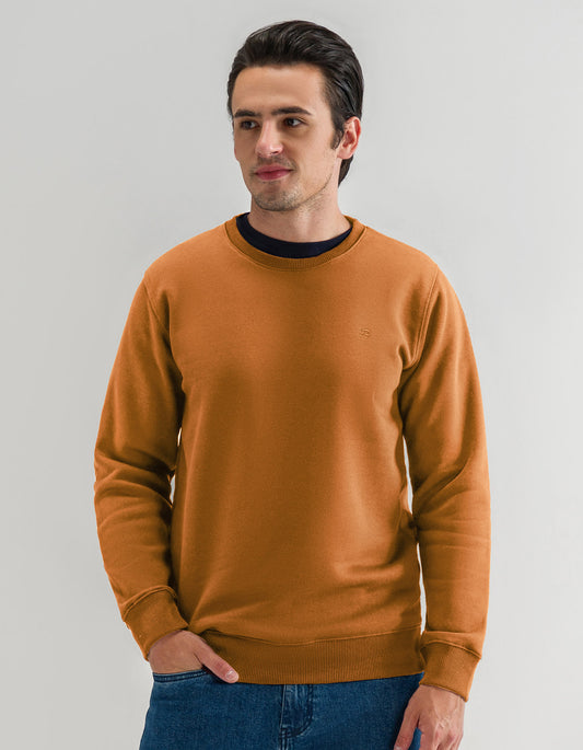Sweat-shirt ras du cou classique moutarde