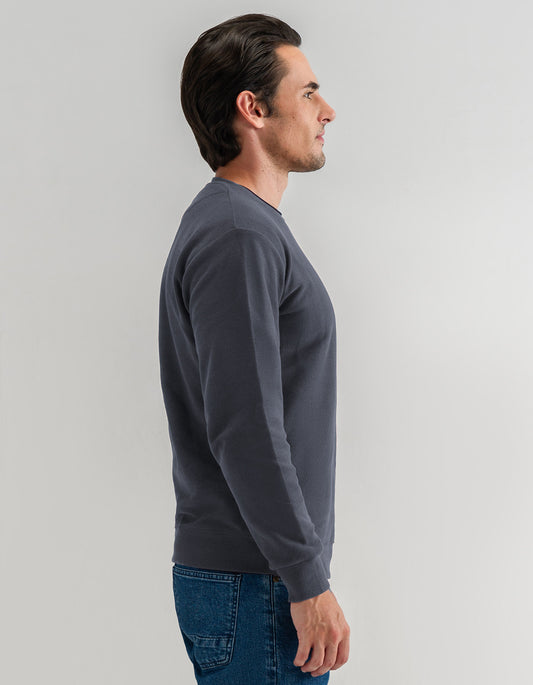 Sweat-shirt ras du cou en tissu éponge anthracite