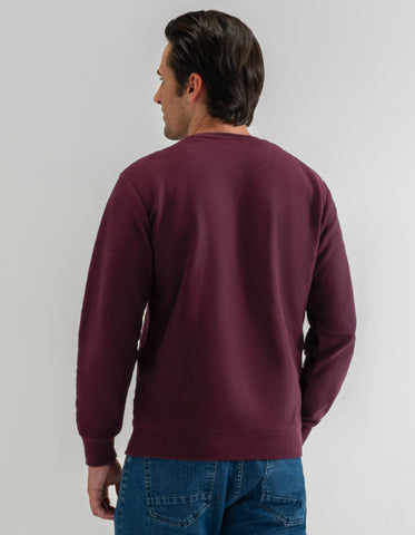 Sweat-shirt ras du cou en tissu éponge bordeaux