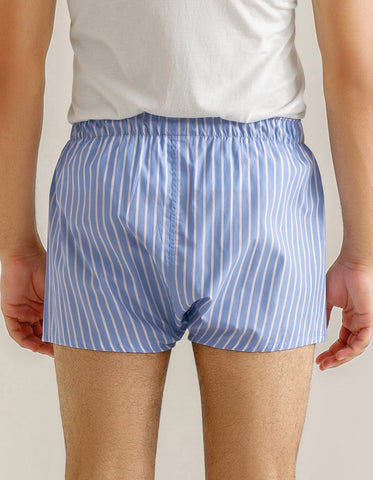 Boxer tissé à rayures bleu ciel