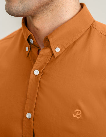 Rust Long Sleeve Button Down Collar Shirt