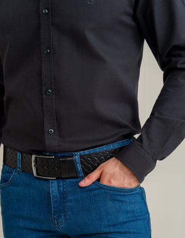 Chemise décontractée boutonnée à manches longues noire