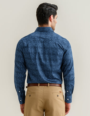 Chemise à motifs – Bleu marine et bleu