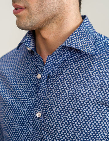 Chemise à motifs - Bleu Oxford
