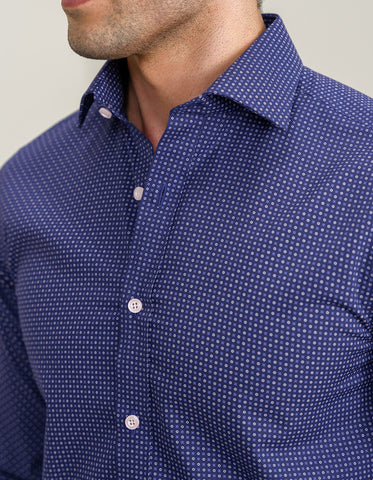 Chemise à motifs facile d'entretien – Bleu égyptien