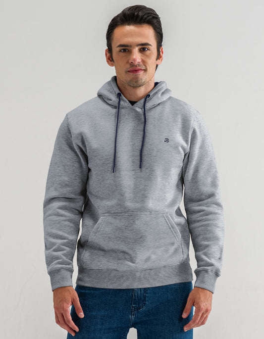 Sweat à capuche en polaire gris chiné