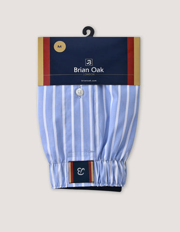 Boxer tissé à rayures bleu ciel