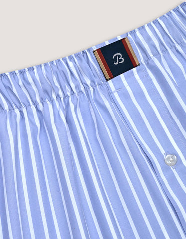 Boxer tissé à rayures bleu ciel