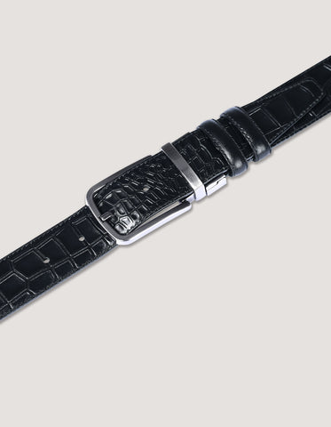 Ceinture en crocodile noir pour homme