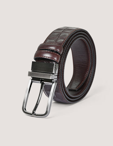 Ceinture en crocodile marron pour homme