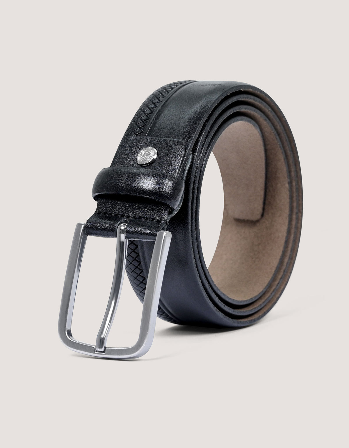 Ceinture en cuir à motifs - Noir