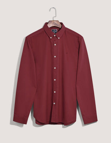 Maroon Long Sleeve Button Down Collar Shirt