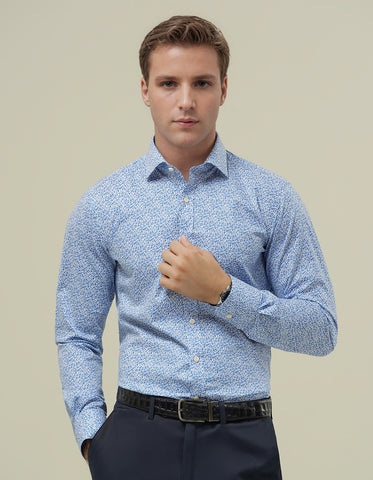 Chemise à imprimé moucheté bleu