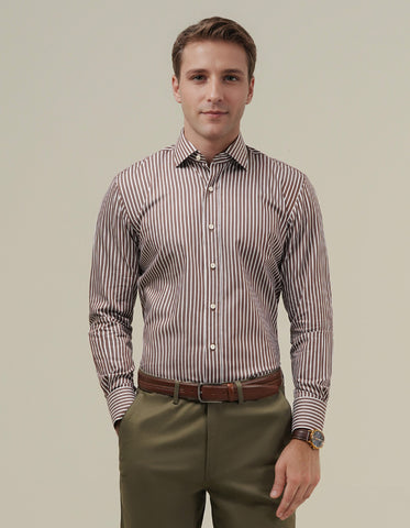 Chemise rayée marron Smart Fit