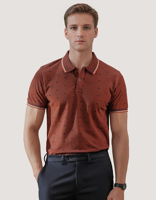 Polo à motifs rouille