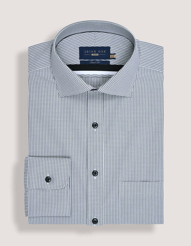 Chemise grise à mini carreaux