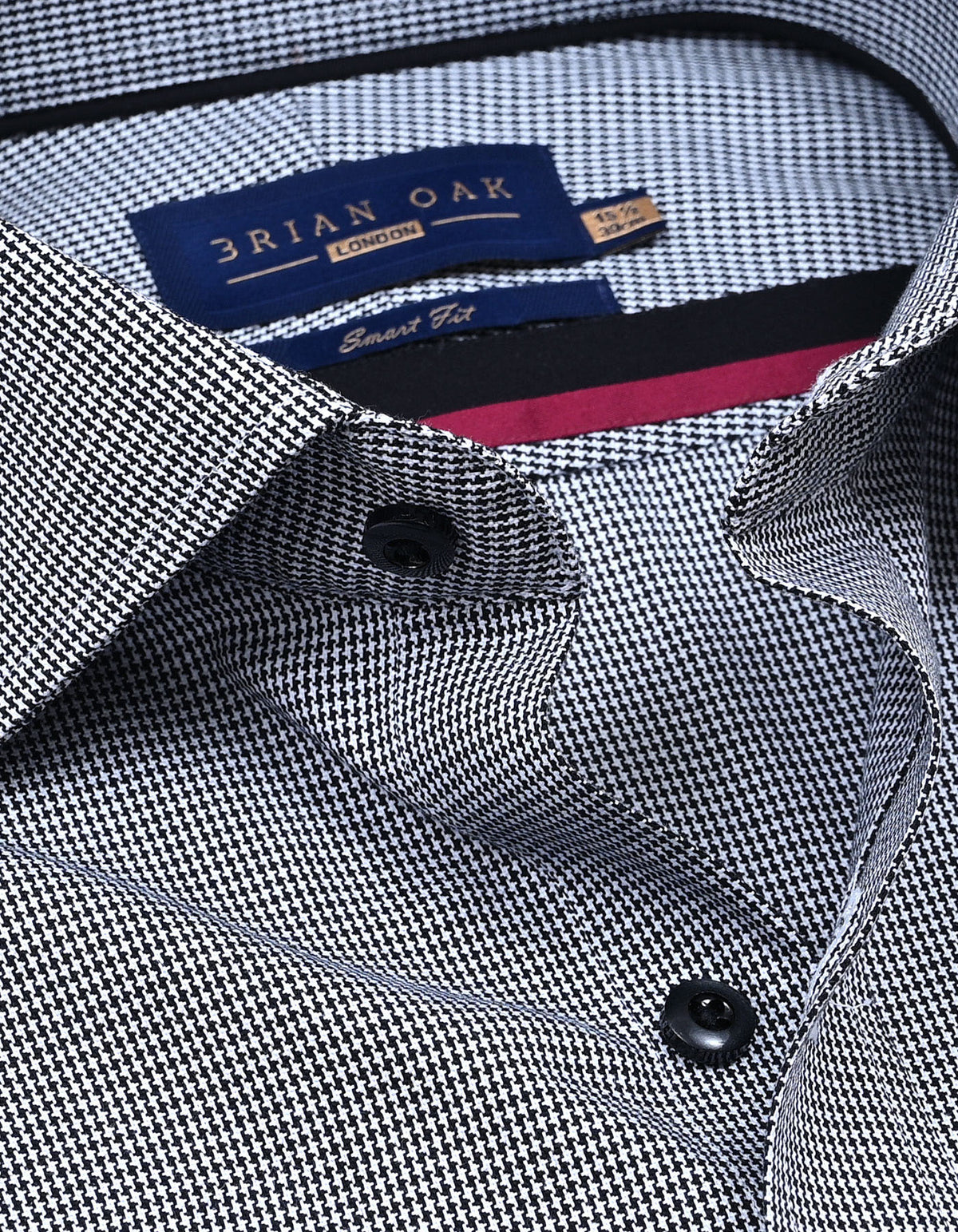 Chemise à carreaux pied-de-poule noire