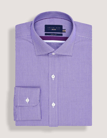 Chemise à carreaux pied-de-poule violette