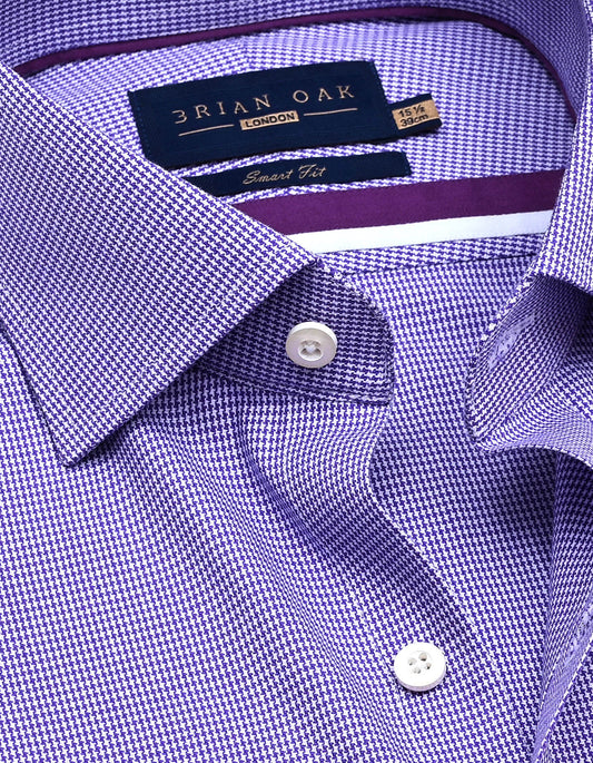 Chemise à carreaux pied-de-poule violette
