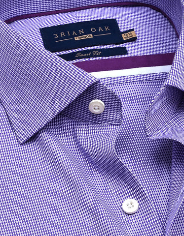 Chemise à carreaux pied-de-poule violette