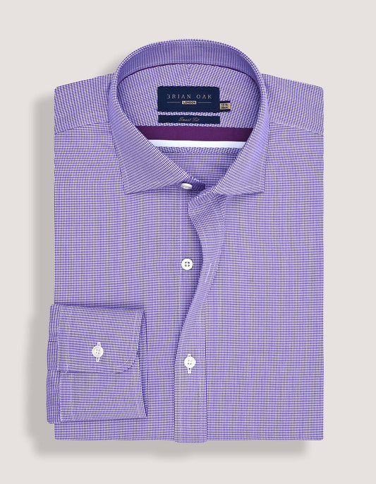 Chemise à carreaux pied-de-poule violette