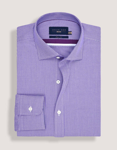 Chemise à carreaux pied-de-poule violette