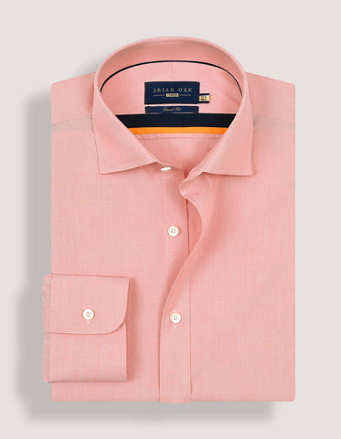 Chemise à carreaux pied-de-poule orange clair