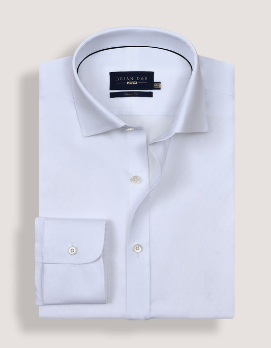 Chemise blanche en tissu dobby auto-texturé