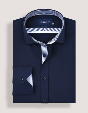 Chemise en satin bleu marine de créateur