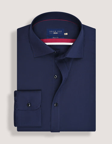 Chemise habillée en coton bleu marine facile à repasser