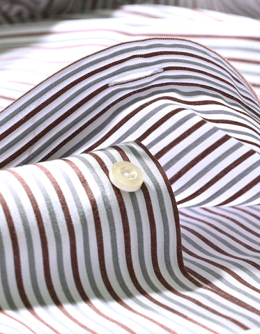 Maroon and Grey Candy Striped Dress Shirt
