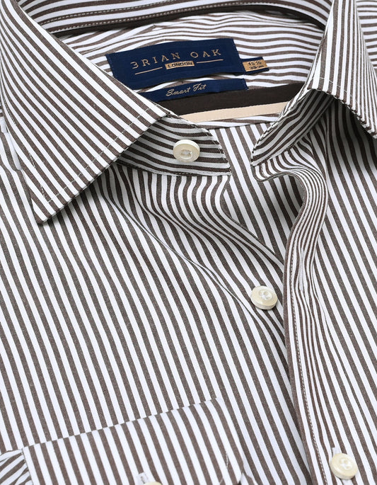 Brown Candy Striped Dress Shirt
