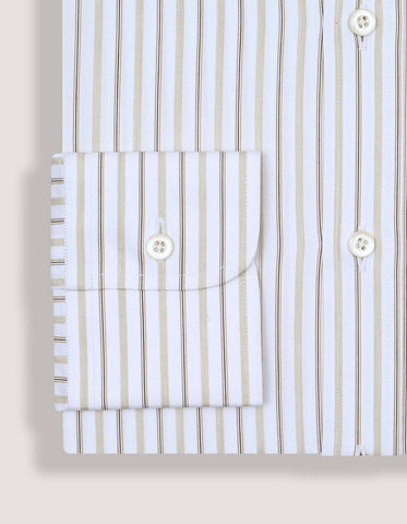 Chemise habillée en sergé rayé – Fauve