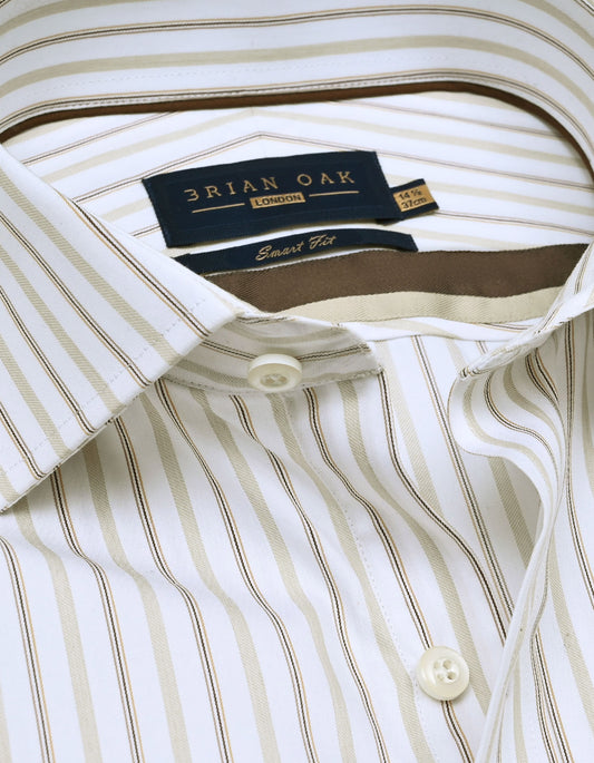 Chemise habillée en sergé rayé – Fauve