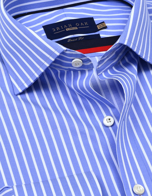 Sky Blue Striped Cotton Dress Shirt