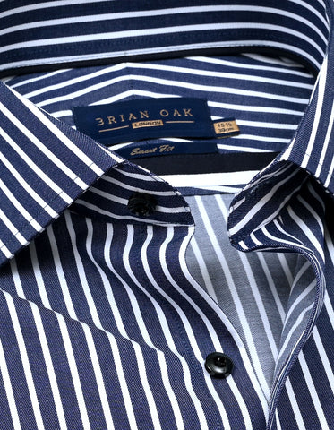 Chemise en coton à rayures bleu marine
