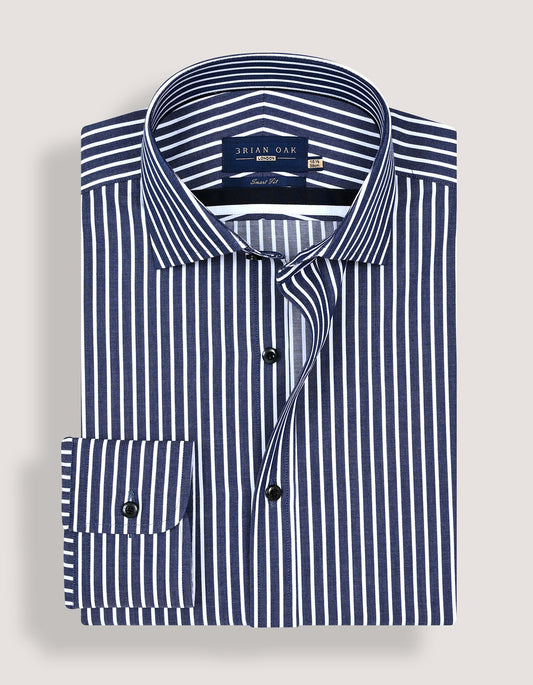 Chemise en coton à rayures bleu marine