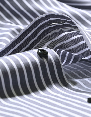 Chemise homme en coton à rayures grises et blanches