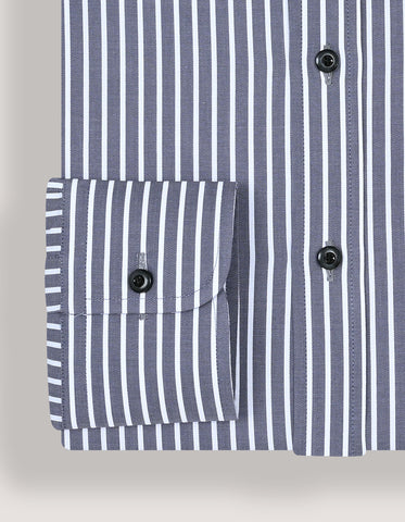Chemise homme en coton à rayures grises et blanches