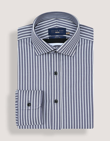 Chemise homme en coton à rayures grises et blanches