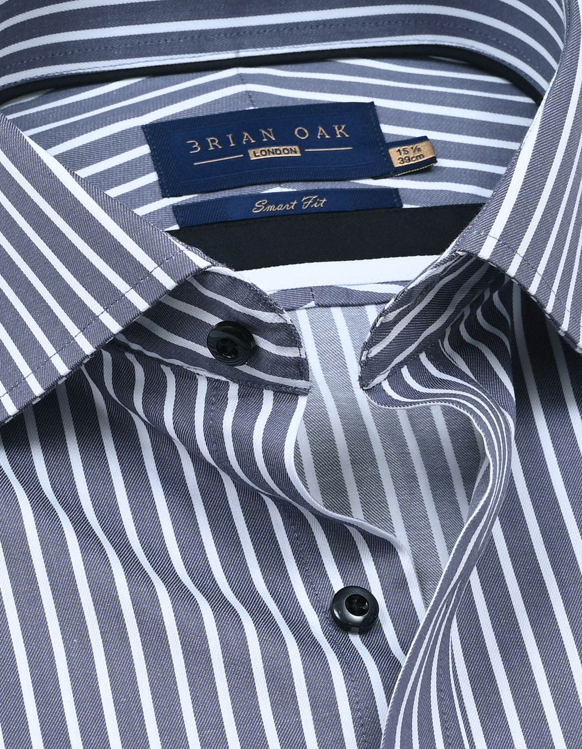 Chemise homme en coton à rayures grises et blanches
