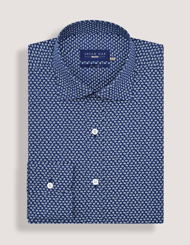 Chemise à motifs - Bleu Oxford