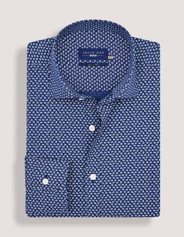 Chemise à motifs - Bleu Oxford