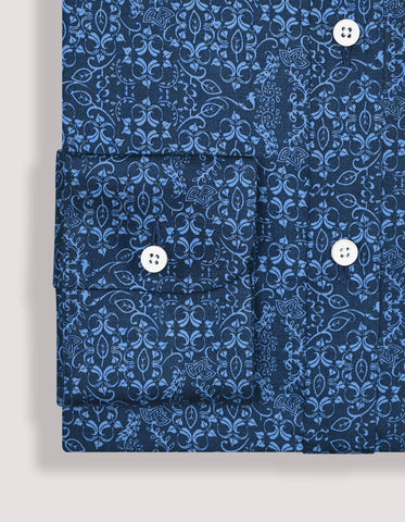 Chemise à motifs – Bleu marine et bleu