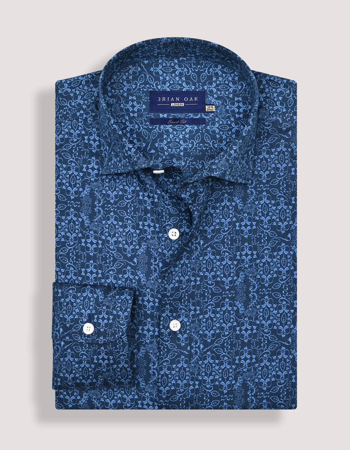 Stylish navy and blue patterned formal shirt