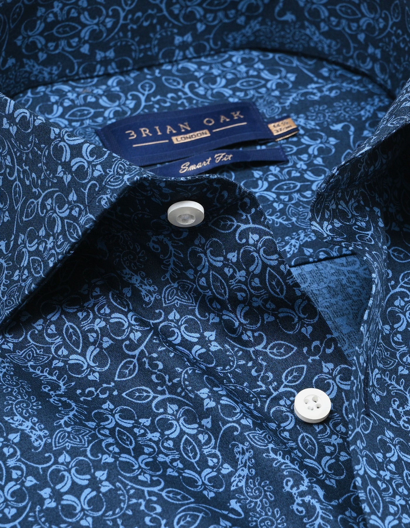 Men's navy and blue patterned smart shirt