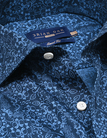 Men's navy and blue patterned smart shirt