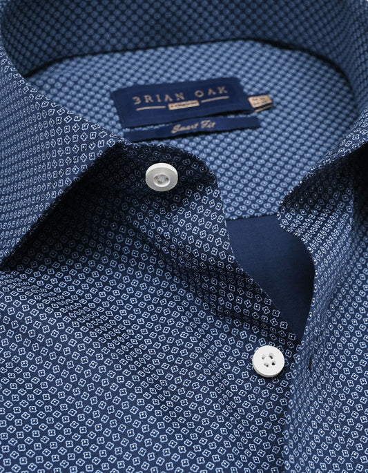 Chemise à imprimé mini fleuri – Bleu marine